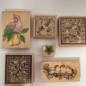 Christmas Rubber Stamps for Papercrafts and Card Making: Bundle of 6
